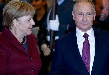 Putin y Merkel; reunión