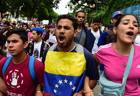 Venezuela; manifestación universitaria