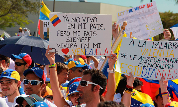 Protesta de venezolanos en México