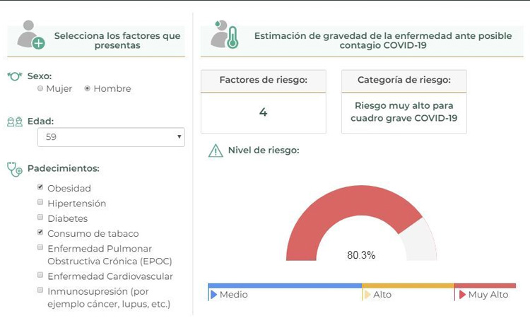 Calculadora de riesgo COVID-19